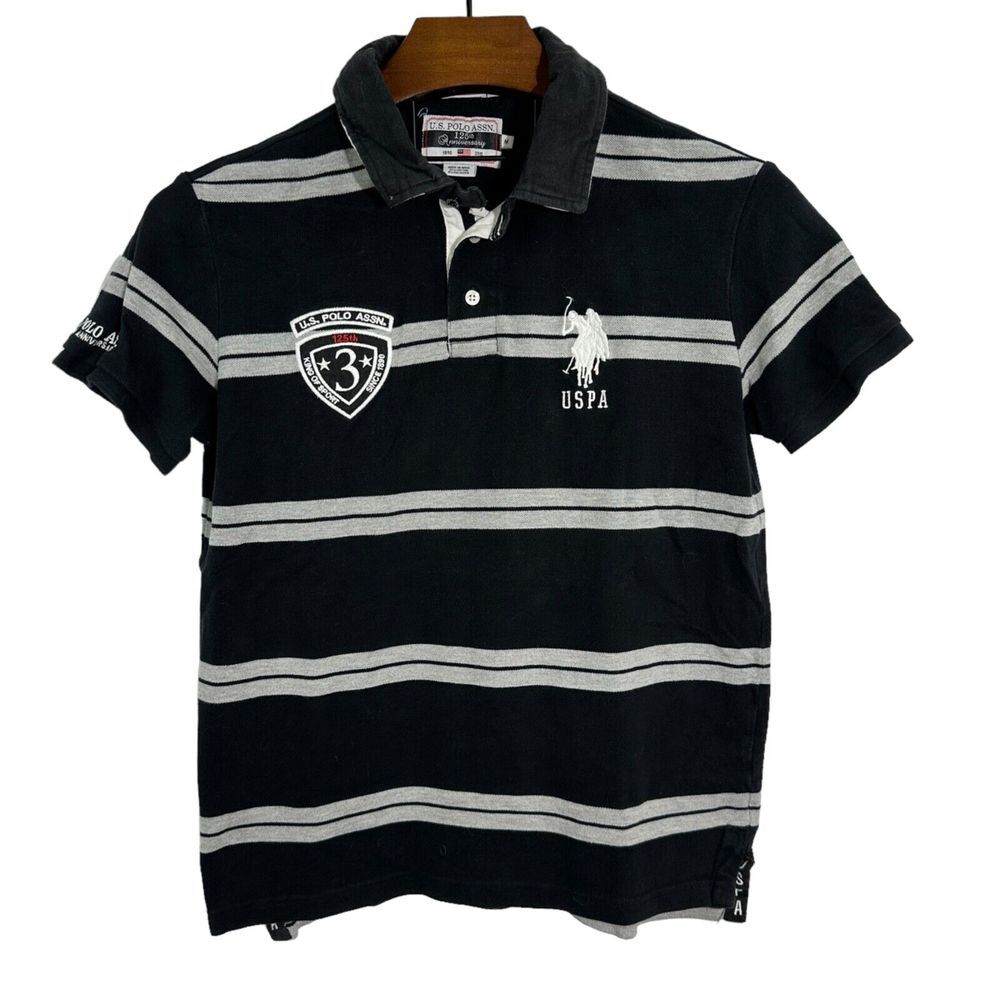 US POLO ASSN Rare 125th Anniversary Polo Shirt Patch Slim Fit Size Medium - Picture 2 of 10